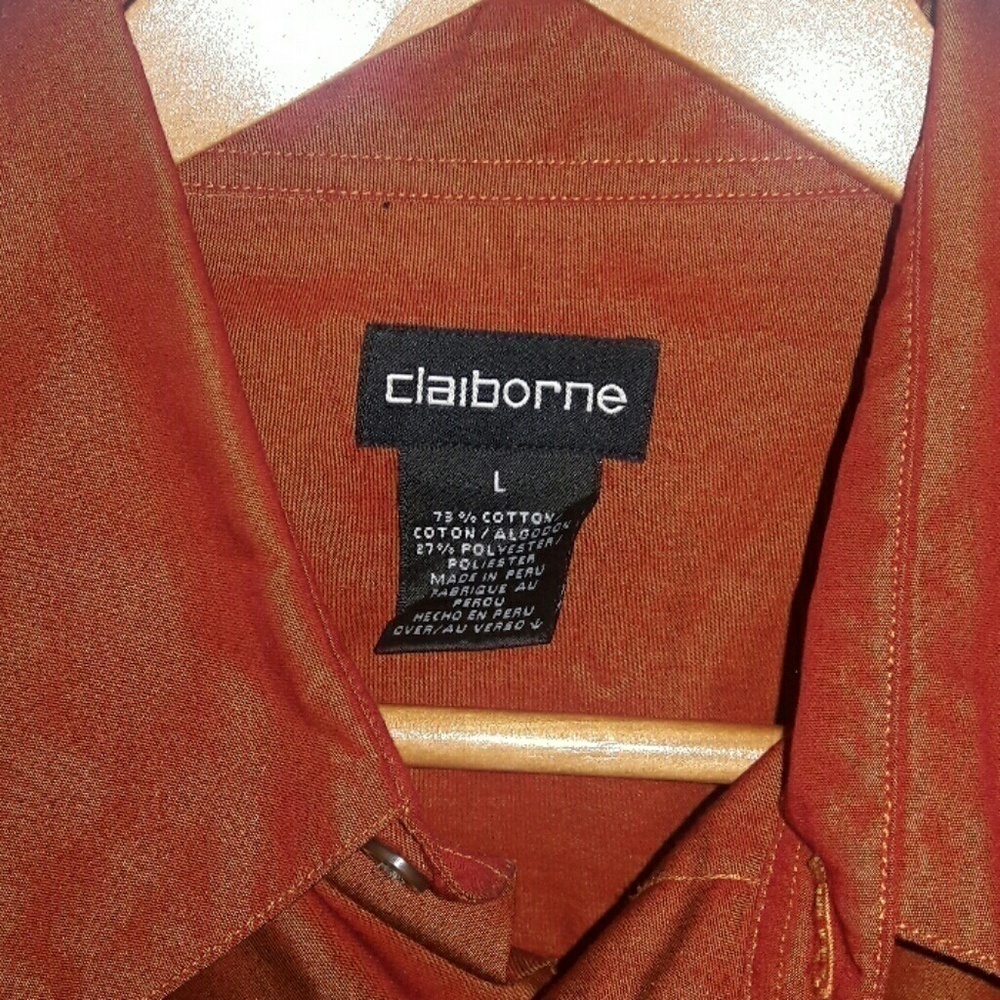 Claiborne Iridescent Orange Dress Shirt, L - Picture 4 of 5